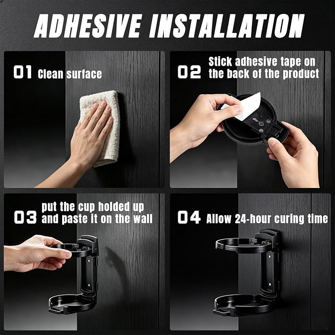 LITTLEMOLE 2PCS Adjustable Folding Cup Holder, Wall Mounted Cup Holder - Image 6