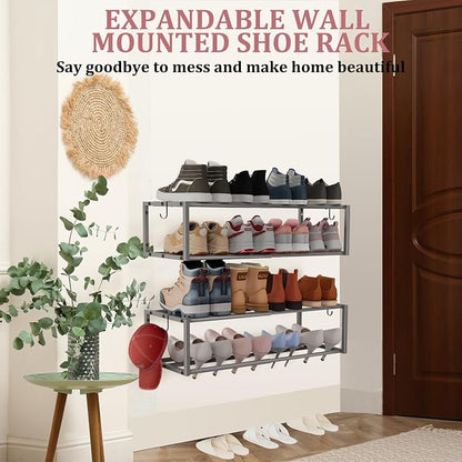Expandable Wall Mounted Shoe Rack, Heavy Duty Metal Shoe Holder - Image 4