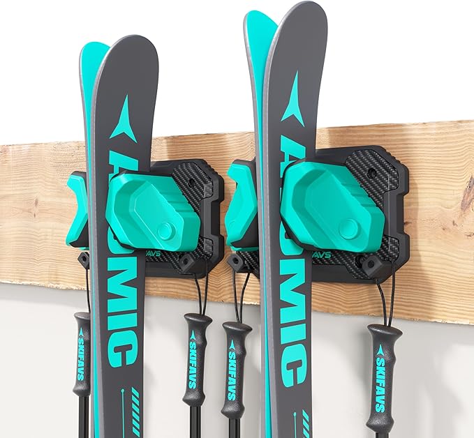 Ski & Snowboard Wall Rack for Garage Wall Fits Any Ski/board, Ski Wall Mount by SkifavsSkiWallMount