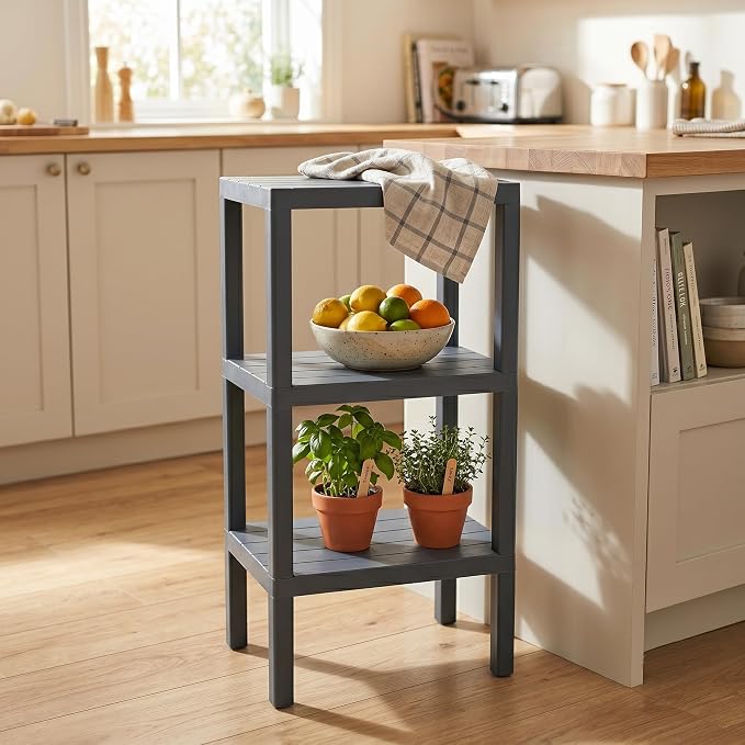 Honey-Can-Do 3-Tier Plastic Storage Shelf, Freestanding, closet or office by Honey-Can-Do