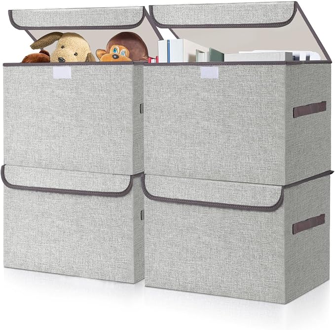 Linen Fabric Foldable Storage Cube Bin Organizer Basket by Bagnizer