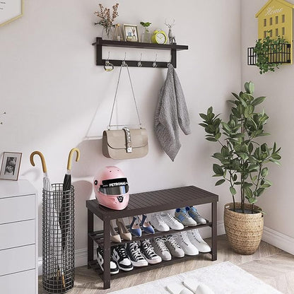 SMIBUY Coat Hooks with Shelf Wall-Mounted, 29.2 Inch Entryway Coat Rack - Image 3