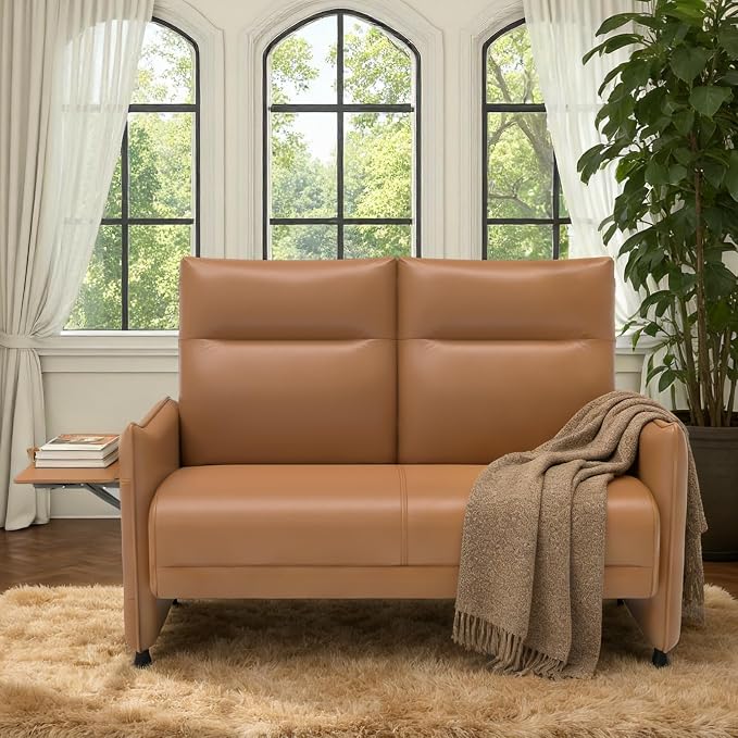 Faux Leather Loveseat, Upholstered Loveseat by Tbillionnext