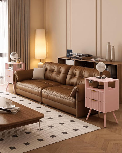 Pink Nightstand, Modern Bedside Table - Image 3