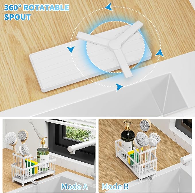 Cisily White Sponge Holder for Kitchen Sink, Sink Caddy Organizer - Image 2