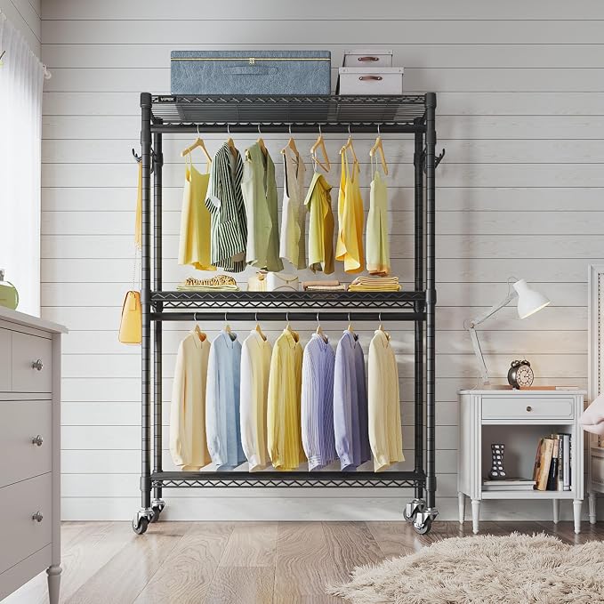 VIPEK R2 Plus Heavy Duty Rolling Garment Rack 3 Tiers Adjustable Wire Shelving - Image 9