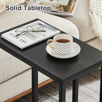 VECELO C Shaped End Side Table for Sofa Couch and Bed Snack TV Tray for Living - Image 4