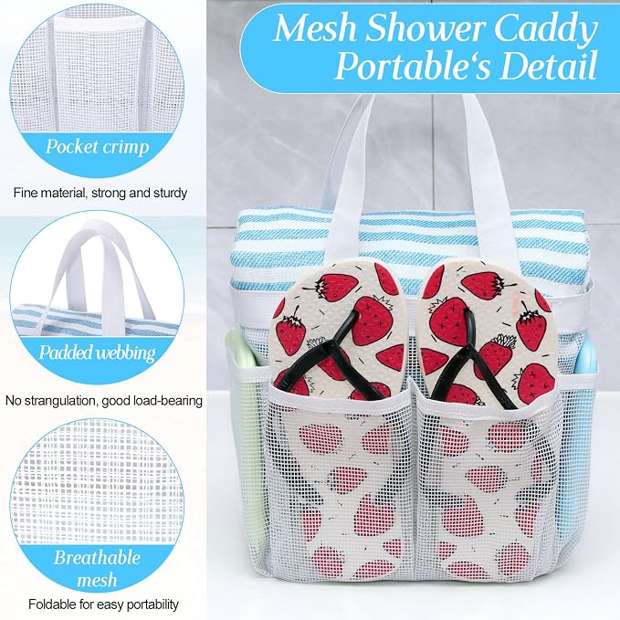 Hillban 4 Pcs Mesh Shower Caddy Portable Shower Caddy - Image 3
