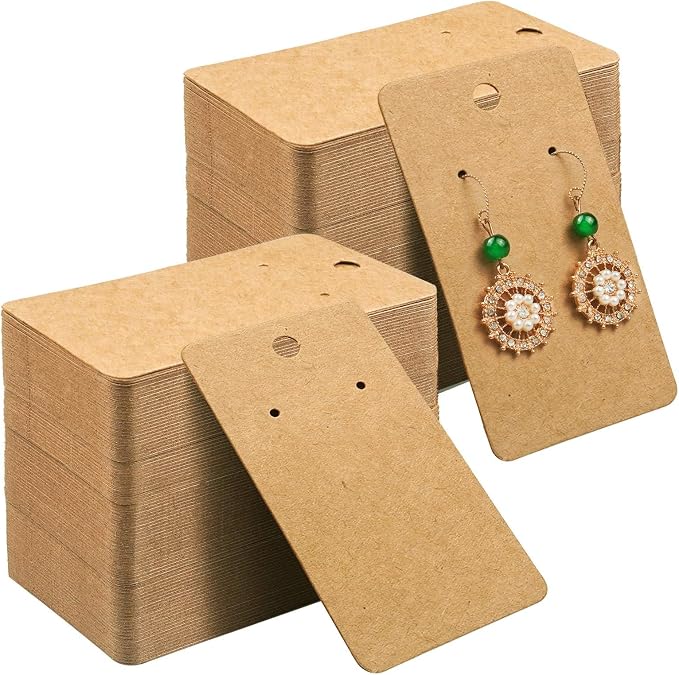 Kraft Paper Earring Display Cards, 500 Pack, 3.5 x 2 Inches by WeLiu