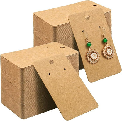 Kraft Paper Earring Display Cards, 500 Pack, 3.5 x 2 Inches by WeLiu