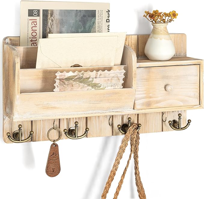 Rebee Vision Pine Wood Key Holder Wall Mount by REBEEVISION