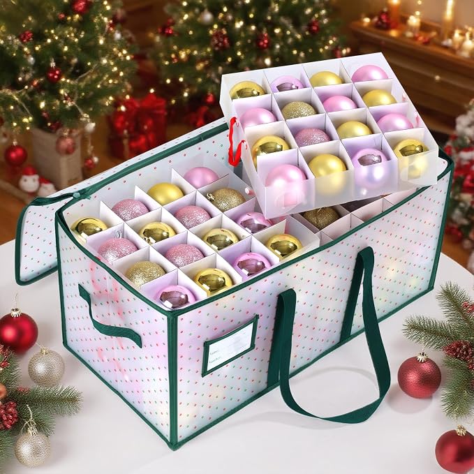 Portable Waterproof Christmas Ornament Storage Box, Large Capacity 128 Slots - Image 2
