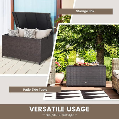 Tangkula 133 Gallon Deck Storage Box, Patio Rattan Storage Container - Image 4