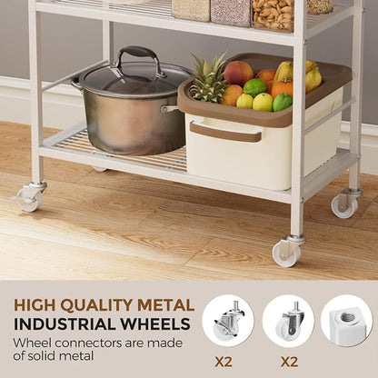 3-Tier Metal Storage Rack with Industrial Wheels, Mesh Shelving Unit with - Image 5