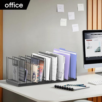 9-Section Desk File Organizer, Vertical File Holder, Mesh Desktop File Folder - Image 8