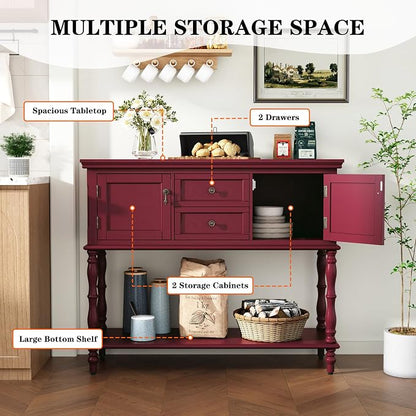 ARTPOWER Console Table with 2 Drawers, Retro Entryway Table with 2 Door - Image 3