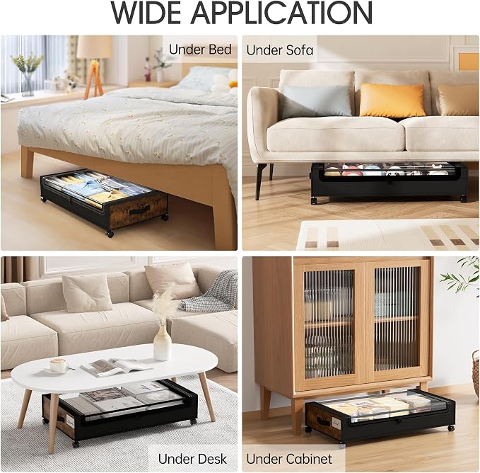 Yecaye Under Bed Storage with Wheels, 4 Pack Under Bed Storage Containers - Image 6