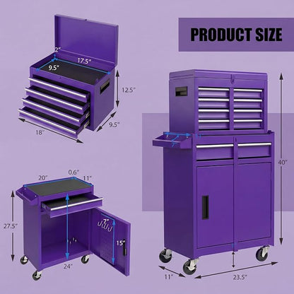 Goplus Rolling Tool Chest, 5-Drawer Tool Box Organizer w/Lockable Wheels & - Image 3