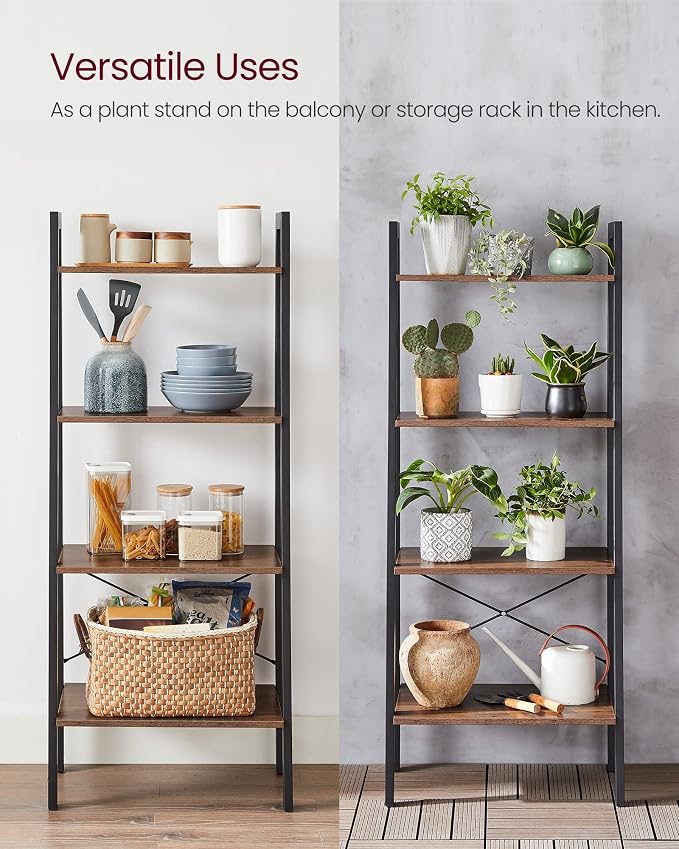 VASAGLE Ladder Shelf, 4-Tier Bookshelf, Storage Rack, Bookcase - Image 9