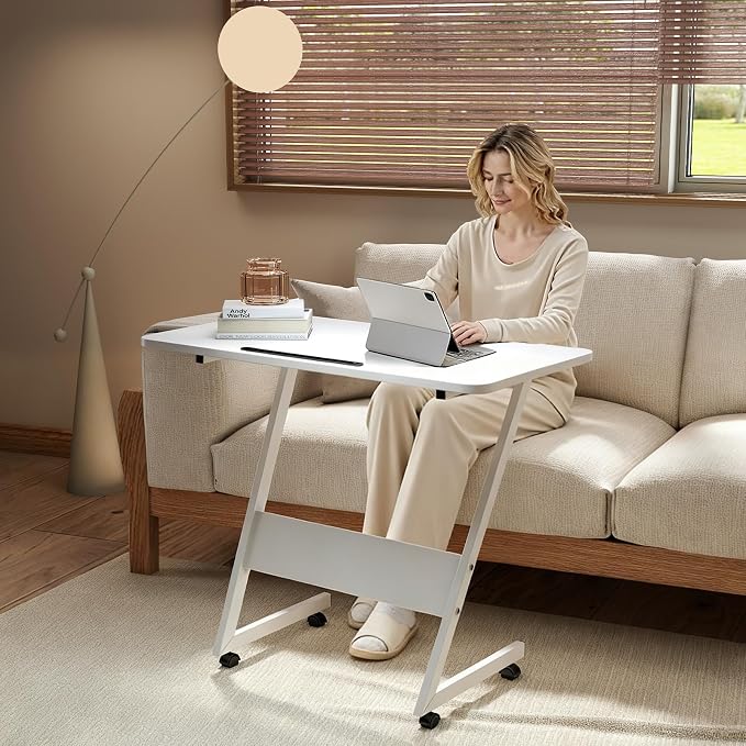 Overbed Bedside Table with Wheels, Small Desk Portable Rolling, Overbed Table - Image 4