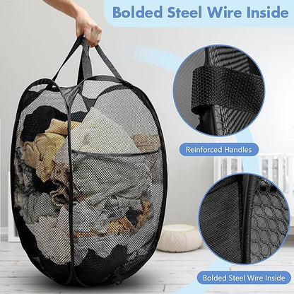 DUCOO Pop Up Laundry Hamper, 70L Collapsible Mesh Laundry Basket - Image 3