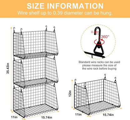 Sonyabecca 3-Pack Hanging Laundry Baskets, Foldable Metal Wire Shelves - Image 7