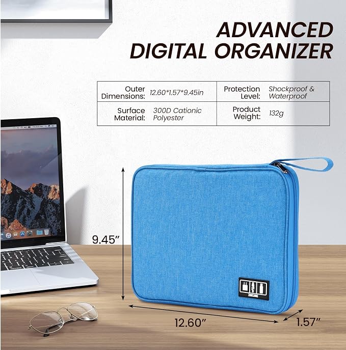 Large Slim Cable Organizer Travel Case, Single-Layer Electronic Accessories - Image 2