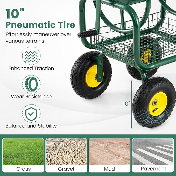 Goplus Garden Hose Reel Cart, 300ft 5/8" or 350ft of 1/2" Large Capacity - Image 5