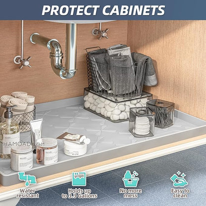 SIKADEER Waterproof Under Sink Mat 22x19, Raised Edge Silicone Mat Under Sink - Image 4