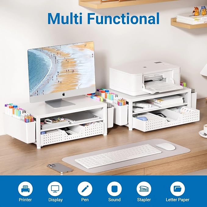 OPNICE Desk Organizers and Accessories, 2-Tier Computer Monitor Stand Riser - Image 4