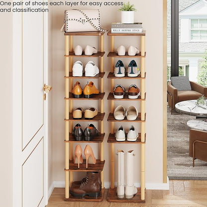 LUCKNOCK Vertical Shoe Rack, 8-Tier Tall Narrow Shoe Organizer - Image 4