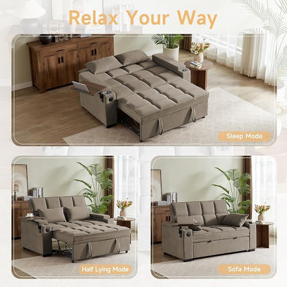 hansones 65" 3-in-1 Sofa Bed, Pull Out Sleeper Sofa - Image 7
