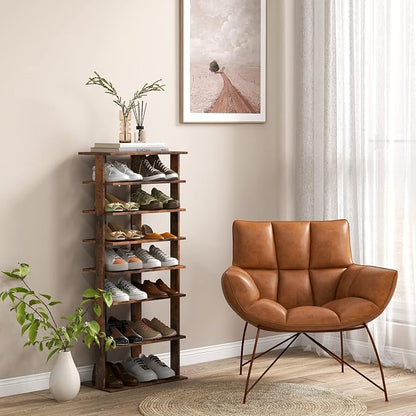 Tangkula 8-Tier Vertical Shoe Rack, Space-Saving Corner Shoe Organizer - Image 4