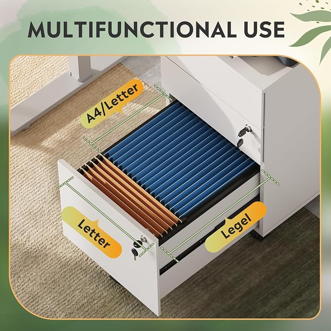 DEVAISE 3 Drawer Rolling File Cabinet - Image 4