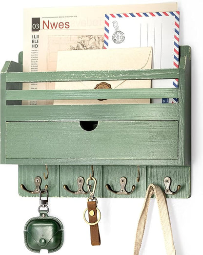 Rebee Vision Pine Wood Mail and Key Organizer by REBEEVISION