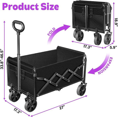 Wagons Carts Foldable, 280 LBS Large Capacity Foldable Wagon Cart Collapsible - Image 2