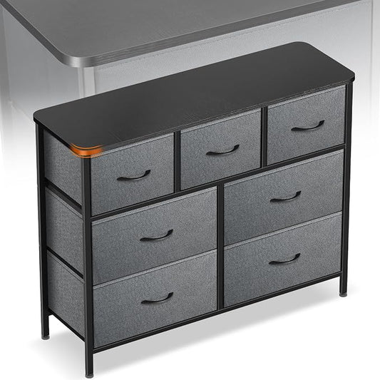 Curved Profile Dresser for Bedroom, Chest of Drawers, 7 Storage Drawers by Sonharlar