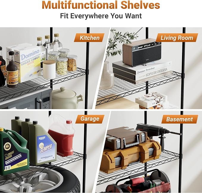 Simple Deluxe Heavy Duty 4-Tier Storage Shelving Unit, 35.83" W x 13.98" D x - Image 6
