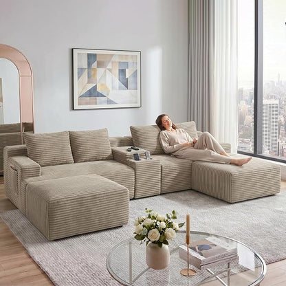 GNIXUU 140.6" Oversized U Shaped Boneless Sectional Couches - Image 7