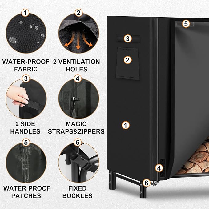 Gtongoko 8FT Firewood Rack Outdoor - Image 3