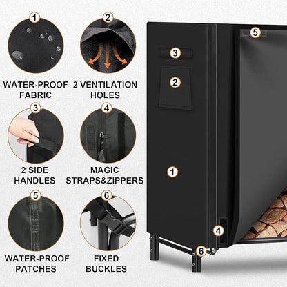 Gtongoko 8FT Firewood Rack Outdoor - Image 3