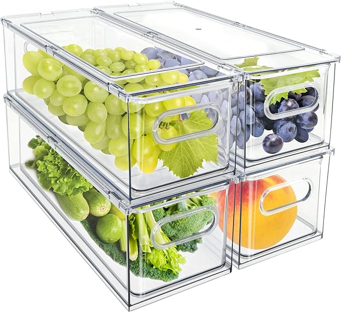 MANO Fridge Drawer Pull Out Stackable Bins by MANO