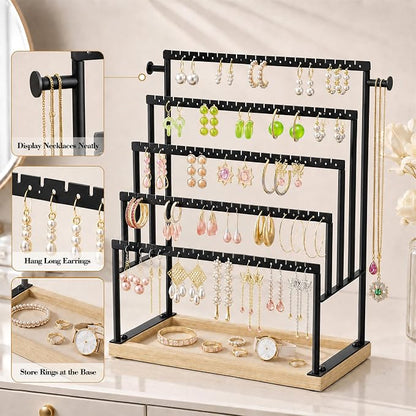 Large 5 Tier Earring Organizer and Holder, jewelry holder stand, clean white - Image 3