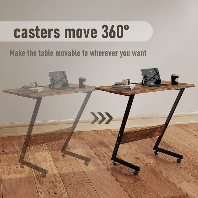 Overbed Bedside Table with Wheels, Small Desk Portable Rolling, Overbed Table - Image 6