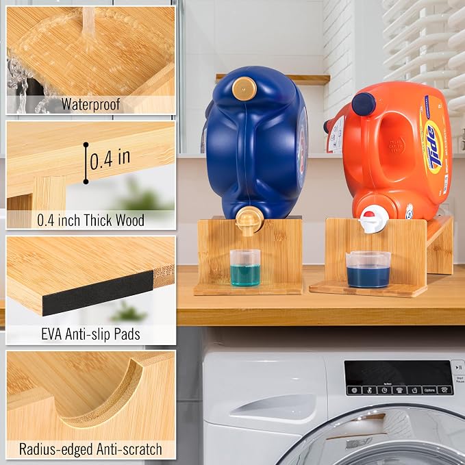 MyLifeUNIT Laundry Detergent Dispenser, 2 Pack Wooden Laundry Detergent Holder - Image 4