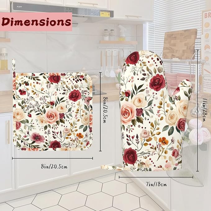Spring Flowers Silicone Oven Mitts and Pot Holders - Image 2