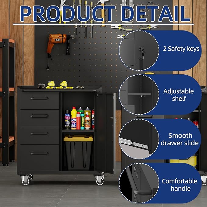 Metal Tool Cabinet, Garage Storage Cabinet System, Wall Cabinet & Locking - Image 7