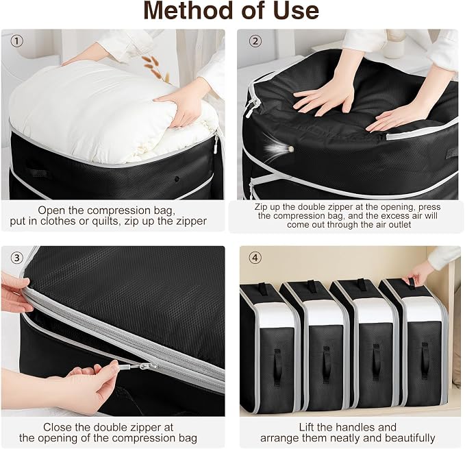 Homsorout 4 Pack Compression Storage Bags - 110L Large Capacity Comforter - Image 4