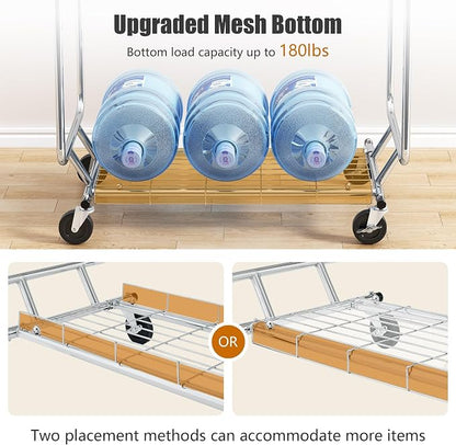 Heavy Duty Clothes Rack Load 620 Lbs, Double Rod Rolling Clothing Rack - Image 4