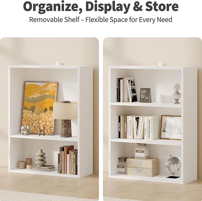 HealSmart 3 Tier Bookcase, Industrial 3 Book Shelf, 9.2" D x 23.8" W x 31.5" H - Image 5